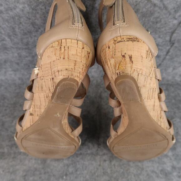 Franco Sarto Shoes Womens 6 Sandal Wedge Fashion Lace Up Zip Brixie Tan Open Toe - Picture 13 of 15